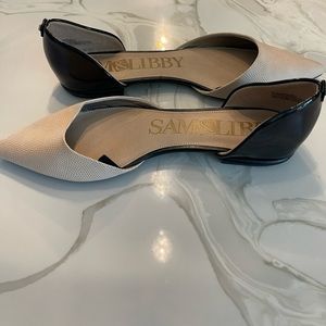 Sam and Libby flats size 10 cream and black patent leather.
